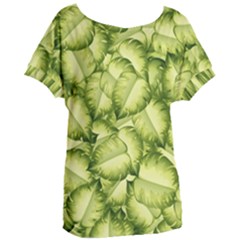 Seamless pattern with green leaves Women s Oversized Tee