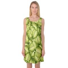 Seamless pattern with green leaves Sleeveless Satin Nightdress