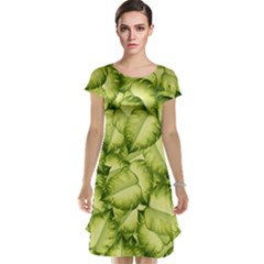 Seamless pattern with green leaves Cap Sleeve Nightdress