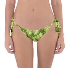 Seamless pattern with green leaves Reversible Bikini Bottom