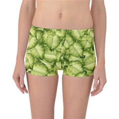 Seamless pattern with green leaves Reversible Boyleg Bikini Bottoms