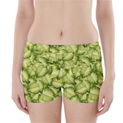 Seamless pattern with green leaves Boyleg Bikini Wrap Bottoms