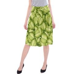 Seamless pattern with green leaves Midi Beach Skirt