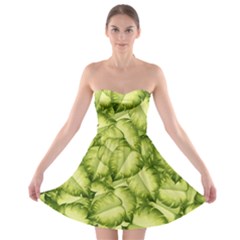 Seamless pattern with green leaves Strapless Bra Top Dress