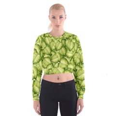 Seamless pattern with green leaves Cropped Sweatshirt