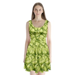 Seamless pattern with green leaves Split Back Mini Dress 