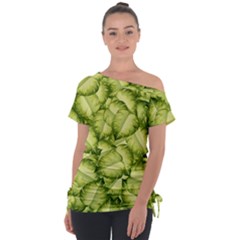 Seamless pattern with green leaves Tie-Up Tee