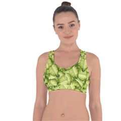 Seamless pattern with green leaves Cross String Back Sports Bra