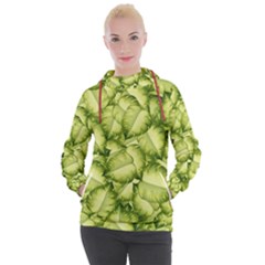 Seamless pattern with green leaves Women s Hooded Pullover