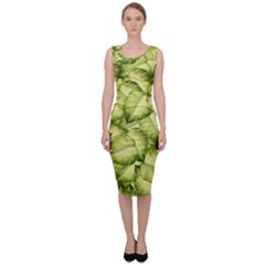 Seamless pattern with green leaves Sleeveless Pencil Dress