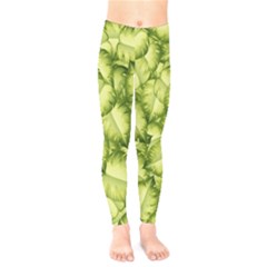 Seamless pattern with green leaves Kids  Leggings