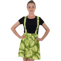 Seamless pattern with green leaves Velvet Suspender Skater Skirt