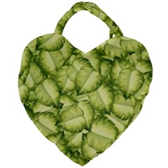 Seamless pattern with green leaves Giant Heart Shaped Tote