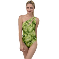 Seamless pattern with green leaves To One Side Swimsuit