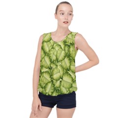 Seamless pattern with green leaves Bubble Hem Chiffon Tank Top