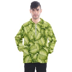 Seamless pattern with green leaves Men s Half Zip Pullover