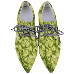 Seamless pattern with green leaves Pointed Oxford Shoes