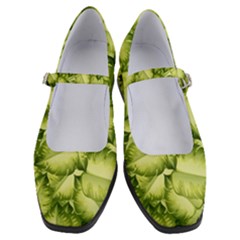 Seamless pattern with green leaves Women s Mary Jane Shoes