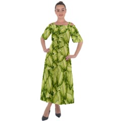 Seamless pattern with green leaves Shoulder Straps Boho Maxi Dress 