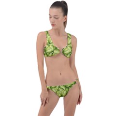 Seamless pattern with green leaves Ring Detail Crop Bikini Set