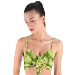 Seamless pattern with green leaves Woven Tie Front Bralet