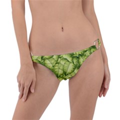 Seamless pattern with green leaves Ring Detail Bikini Bottom