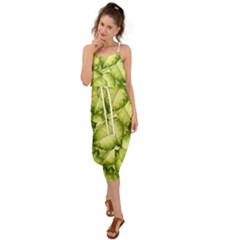 Seamless pattern with green leaves Waist Tie Cover Up Chiffon Dress