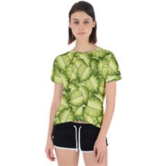 Seamless pattern with green leaves Open Back Sport Tee