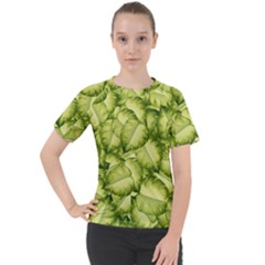 Seamless pattern with green leaves Women s Sport Raglan Tee