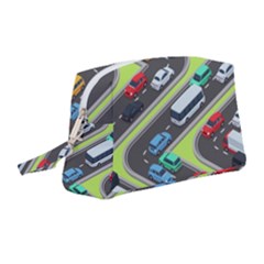 Urban-cars-seamless-texture-isometric-roads-car-traffic-seamless-pattern-with-transport-city-vector- Wristlet Pouch Bag (medium) by Vaneshart