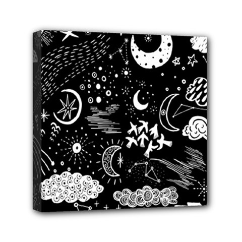 Vector-set-sketch-drawn-with-space Mini Canvas 6  X 6  (stretched) by Vaneshart