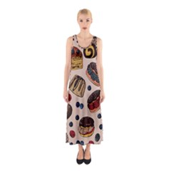 Seamless-pattern-with-sweet-cakes-berries Sleeveless Maxi Dress