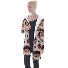 Seamless-pattern-with-sweet-cakes-berries Longline Hooded Cardigan by Vaneshart