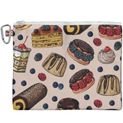 Seamless-pattern-with-sweet-cakes-berries Canvas Cosmetic Bag (xxxl) by Vaneshart