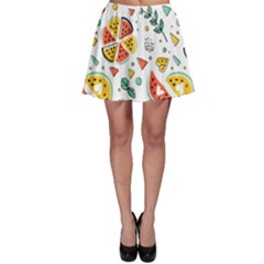 Seamless-hipster-pattern-with-watermelons-mint-geometric-figures Skater Skirt