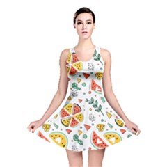 Seamless-hipster-pattern-with-watermelons-mint-geometric-figures Reversible Skater Dress