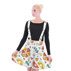 Seamless-hipster-pattern-with-watermelons-mint-geometric-figures Suspender Skater Skirt by Vaneshart