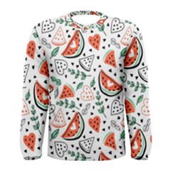 Seamless-vector-pattern-with-watermelons-mint Men s Long Sleeve Tee by Vaneshart