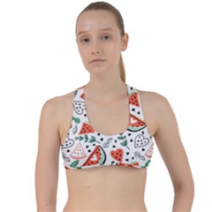 Seamless-vector-pattern-with-watermelons-mint Criss Cross Racerback Sports Bra by Vaneshart