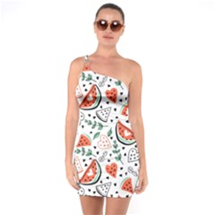 Seamless-vector-pattern-with-watermelons-mint One Soulder Bodycon Dress