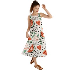 Seamless-vector-pattern-with-watermelons-mint Summer Maxi Dress by Vaneshart