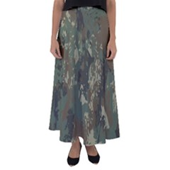 Camouflage-splatters-background Flared Maxi Skirt