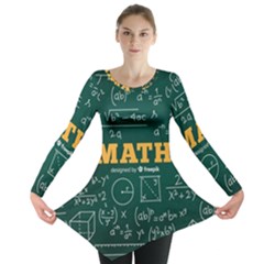 Realistic-math-chalkboard-background Long Sleeve Tunic  by Vaneshart