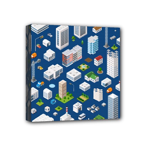 Isometric-seamless-pattern-megapolis Mini Canvas 4  X 4  (stretched) by Vaneshart