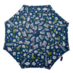 Isometric-seamless-pattern-megapolis Hook Handle Umbrellas (medium) by Vaneshart