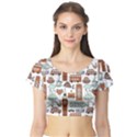 Seamless-pattern-with-london-elements-landmarks Short Sleeve Crop Top View1