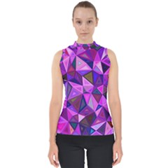 Triangular-shapes-background Mock Neck Shell Top by Vaneshart