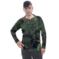 Military Background Grunge-style Men s Pique Long Sleeve Tee