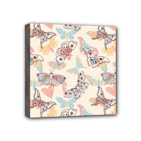 Pattern-with-hand-drawn-butterflies Mini Canvas 4  X 4  (stretched) by Vaneshart