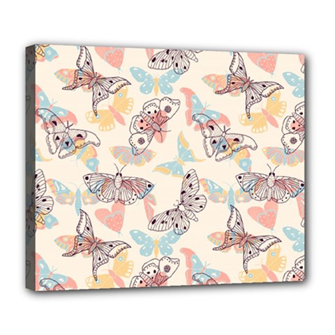 Pattern-with-hand-drawn-butterflies Deluxe Canvas 24  X 20  (stretched) by Vaneshart